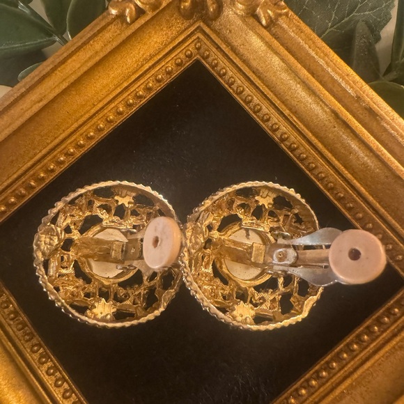 VTG Selro Selini Victorian Revival Filligree Pearl Earrings - Picture 8 of 15